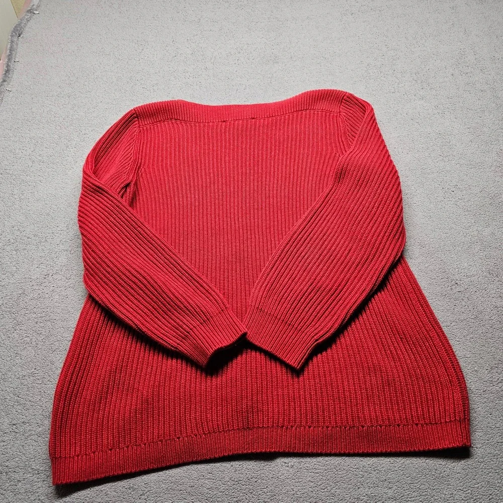 Tommy Hilfiger Cable Knit Sweater Womens XL Red Cotton Blend TJHHAK599B Pullover
